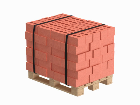 Bricks On Wooden Pallet Model 3D