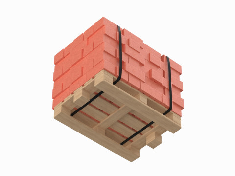 Bricks On Wooden Pallet Model 3D