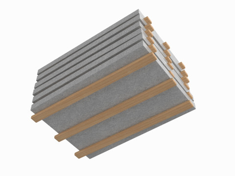 Concrete Panels On Wood Planks Modelo 3D
