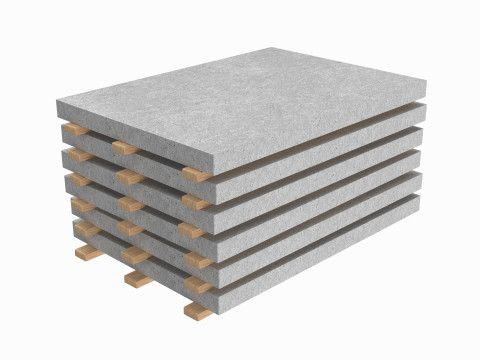 Concrete Panels On Wood Planks Modelo 3D
