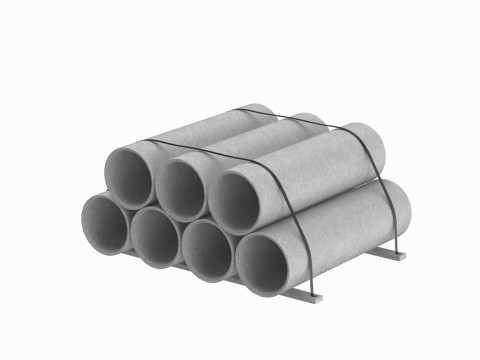 Concrete Industrial Pipes 3D Model