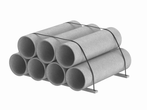 Concrete Industrial Pipes 3D Model