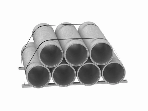 Concrete Industrial Pipes 3D Model