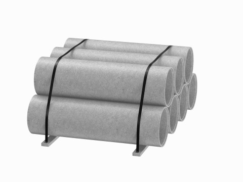 Concrete Industrial Pipes Model 3D