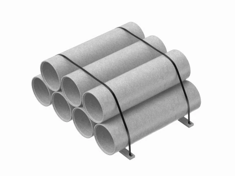 Concrete Industrial Pipes 3D Model