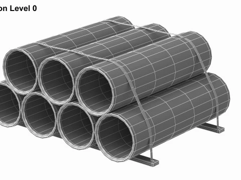 Concrete Industrial Pipes 3D Model