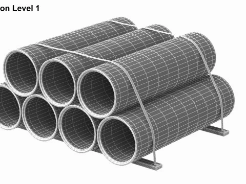 Concrete Industrial Pipes 3D Model