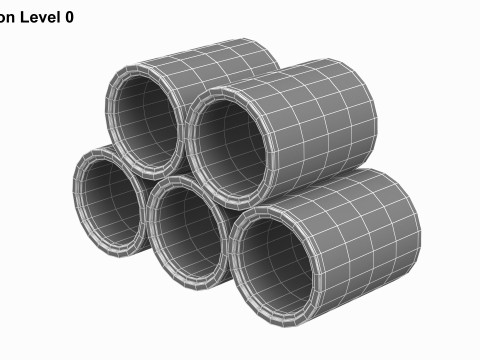 Model Stack Of Concrete Pipes 3D Model
