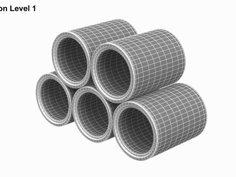 Model Stack Of Concrete Pipes 3D Model
