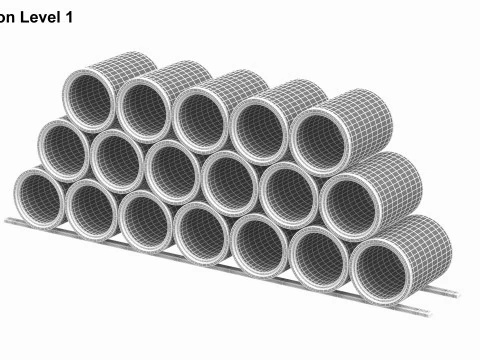 Pila di tubi di cemento Modello 3D