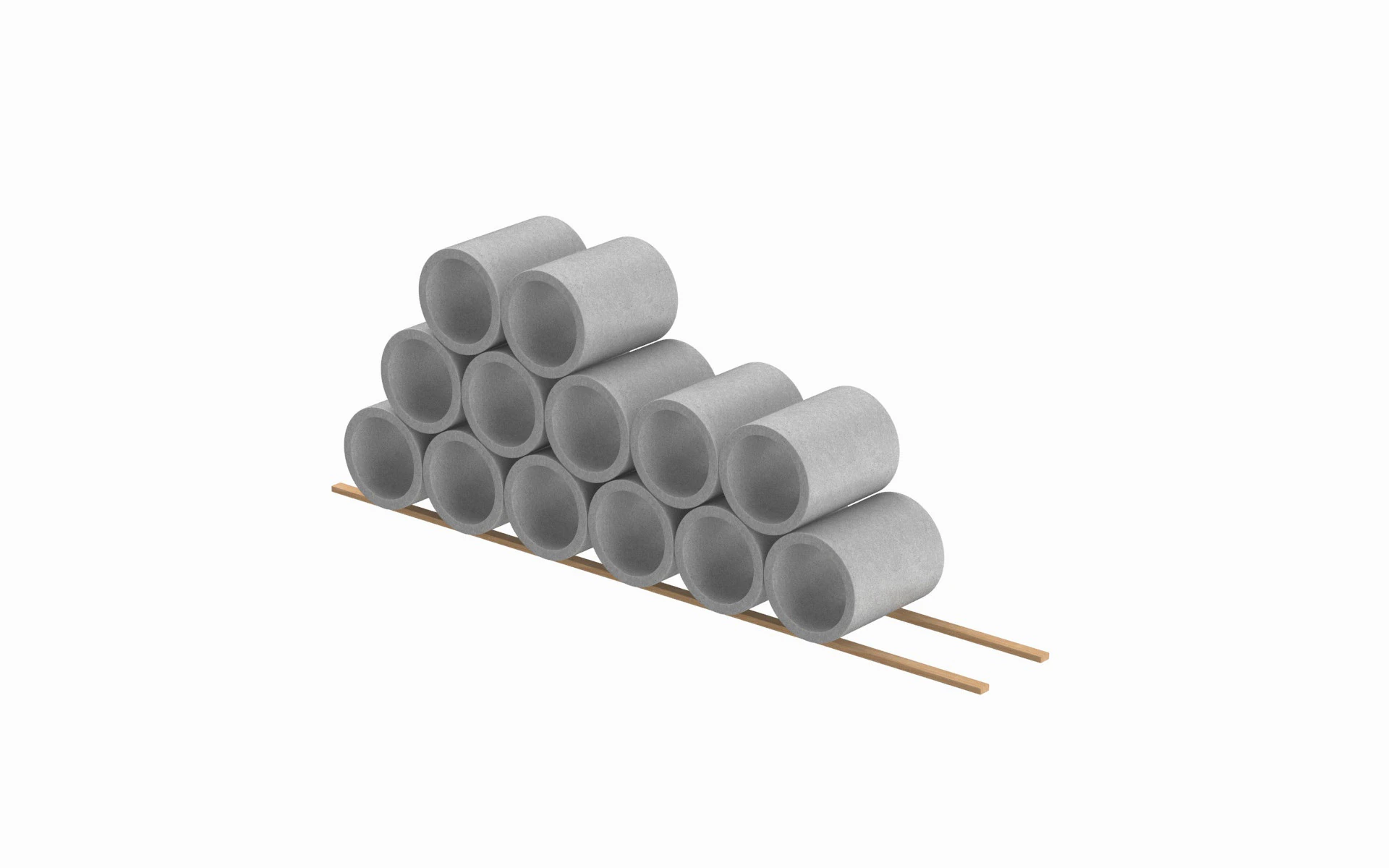 Concrete Pipes Stack 3D Model .c4d .max .obj .3ds .fbx .stl .blend
