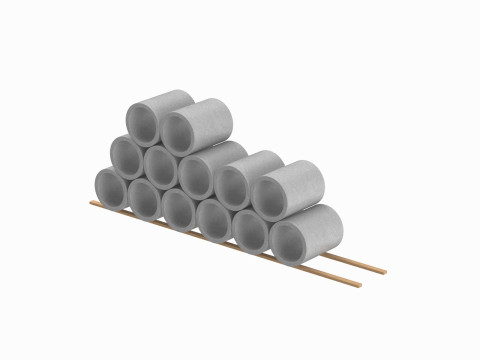 Concrete Pipes Stack 3D Model