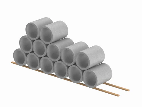 Concrete Pipes Stack 3D Model