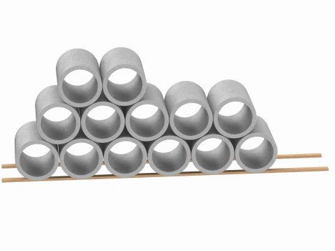 Concrete Pipes Stack 3D Model