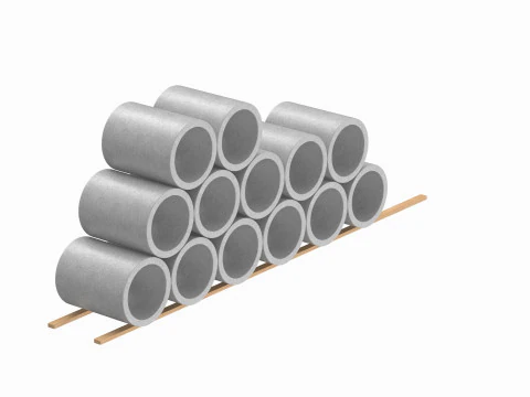 Concrete Pipes Stack 3D Model