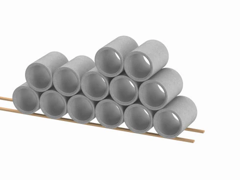Concrete Pipes Stack 3D Model