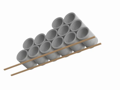 Concrete Pipes Stack 3D Model