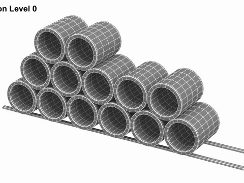 Concrete Pipes Stack 3D Model