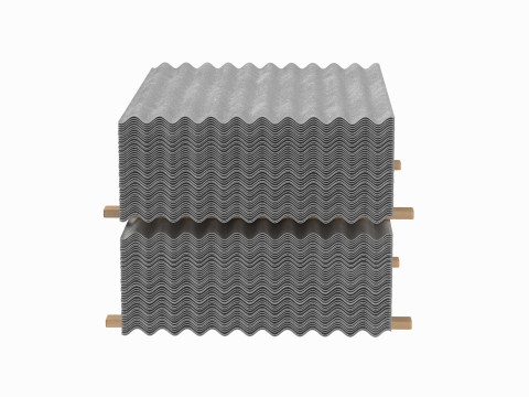 Concrete Roof Tiles On Wood Planks 3D 모델