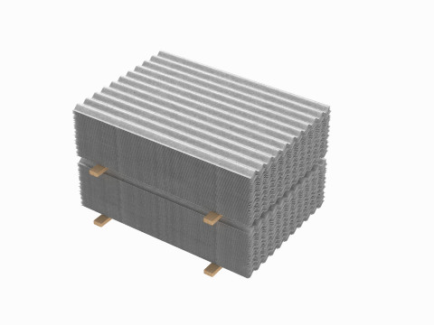 Concrete Roof Tiles On Wood Planks 3D 모델