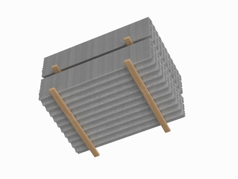 Concrete Roof Tiles On Wood Planks 3D 모델