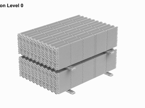 Concrete Roof Tiles On Wood Planks 3D 모델