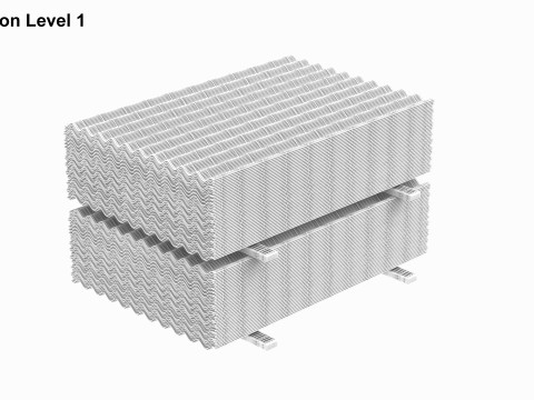 Concrete Roof Tiles On Wood Planks 3D 모델