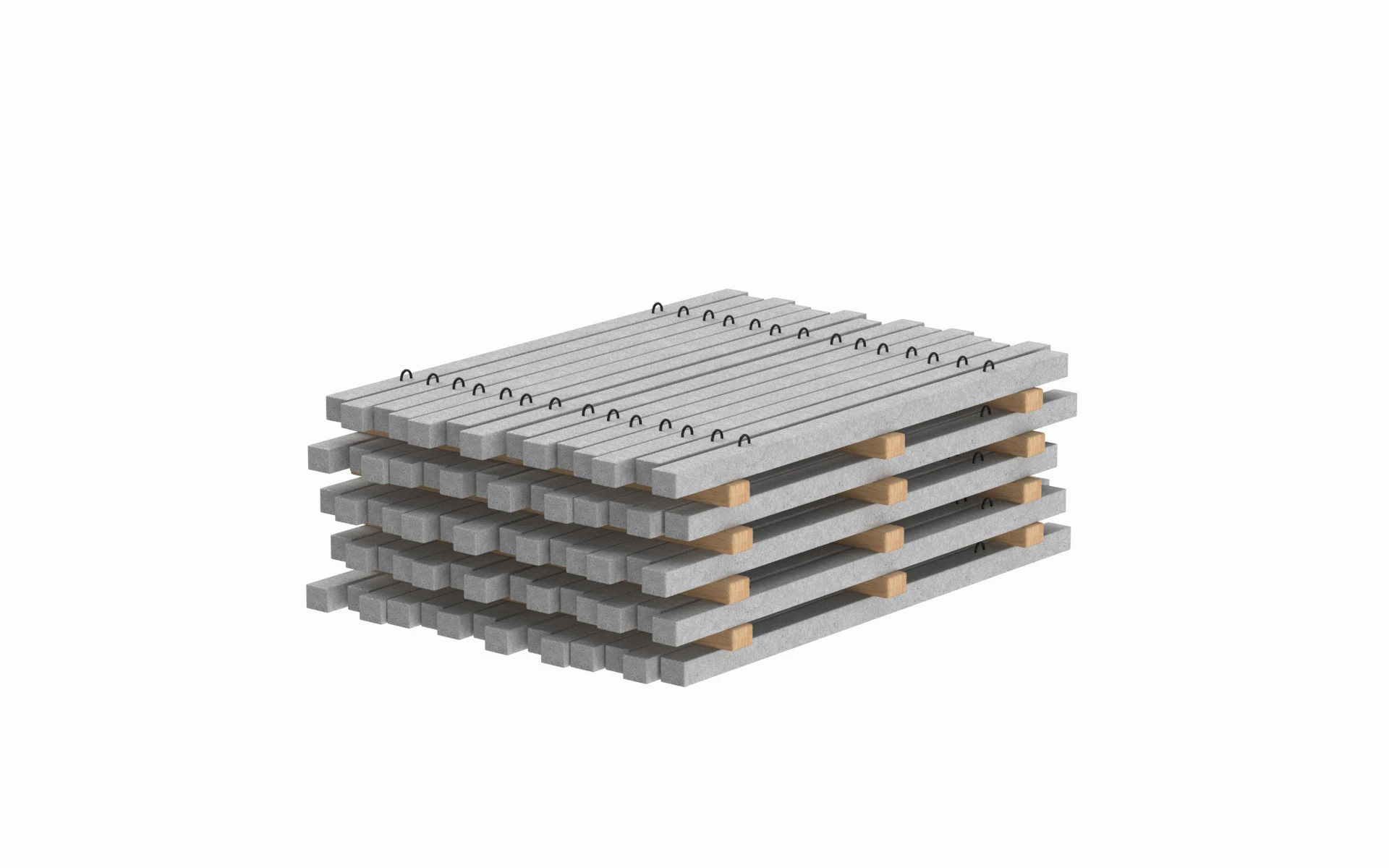 Concrete Slabs On Wood Planks 3D Model .c4d .max .obj .3ds .fbx .stl .blend
