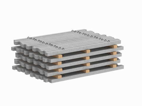 Concrete Slabs On Wood Planks Model 3D