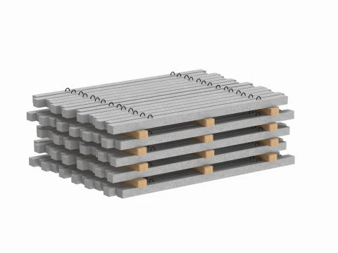 Concrete Slabs On Wood Planks 3D Model