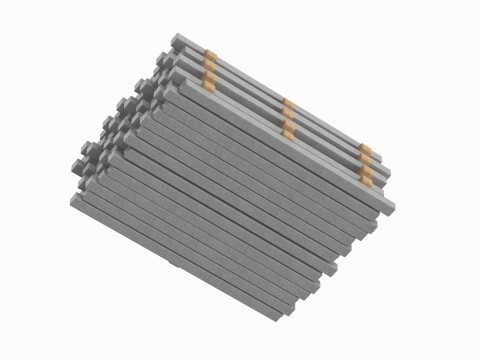 Concrete Slabs On Wood Planks Model 3D