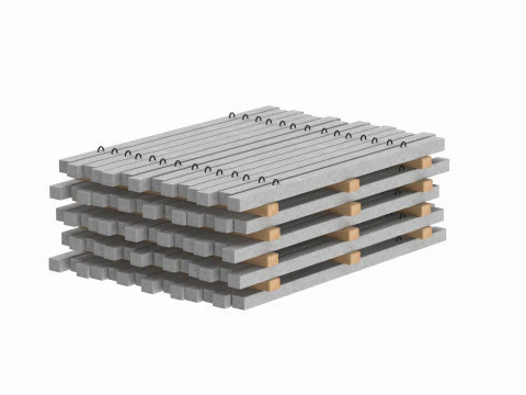 Concrete Slabs On Wood Planks 3D Model