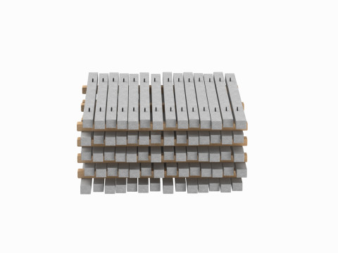 Concrete Slabs On Wood Planks Model 3D