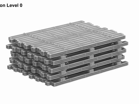 Concrete Slabs On Wood Planks 3D Model
