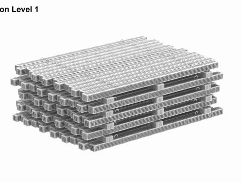 Concrete Slabs On Wood Planks 3D Model