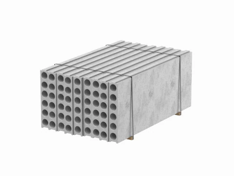 Складені бетонні плити на дерев'яні дошки 3D Модель