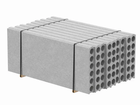 Штабелированные бетонные плиты на деревянных досках 3D Модель