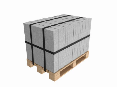 Бетонные плиты на деревянном поддоне 3D Модель