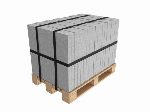 Concrete Slabs On Wood Pallet 3D Model