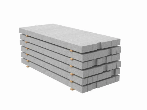 Concrete Slabs On Wood Planks 3D Model