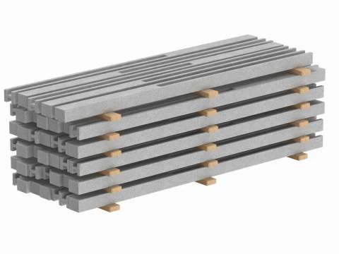 Бетонные плиты на деревянных досках 3D Модель