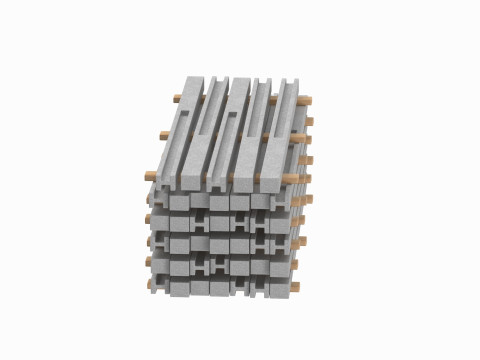 Concrete Slabs On Wood Planks 3D Model