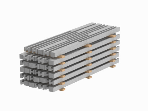 Concrete Slabs On Wood Planks 3D Model