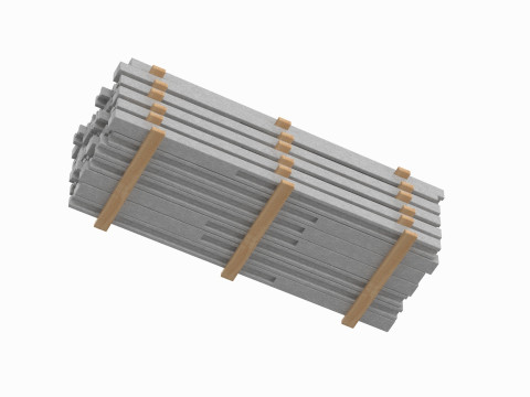 Concrete Slabs On Wood Planks 3D Model