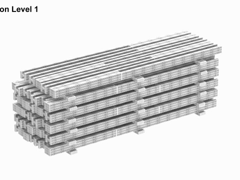 Concrete Slabs On Wood Planks 3D Model