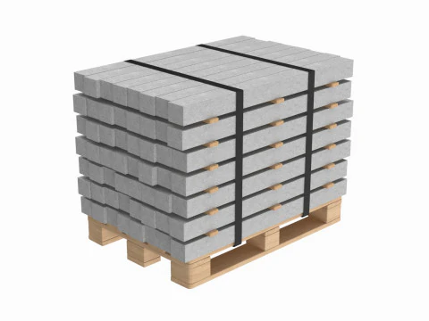 Бетонные плиты на деревянном поддоне 3D Модель