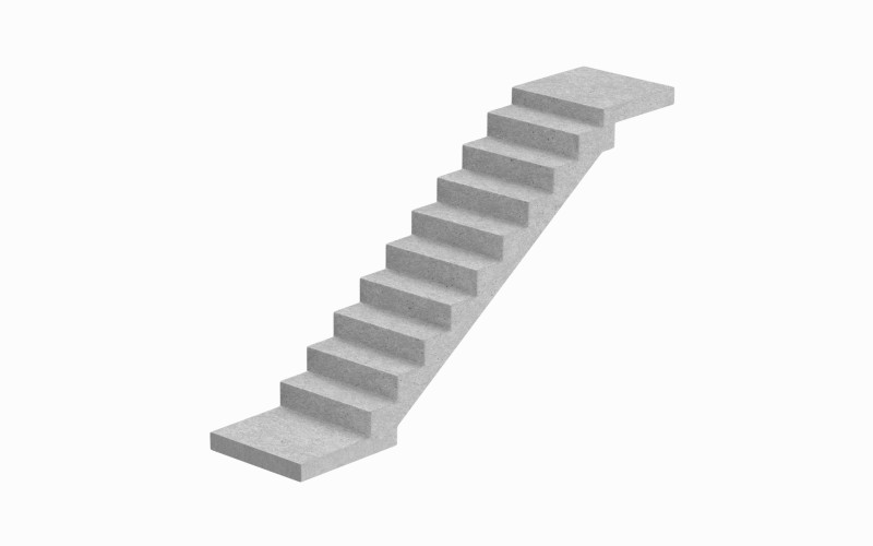 Concrete Stairs 3D Model .c4d .max .obj .3ds .fbx .stl .blend