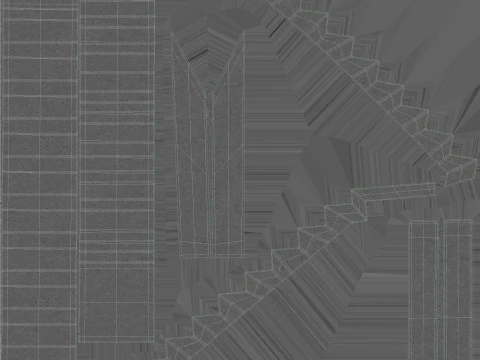 Concrete Stairs 3D Model