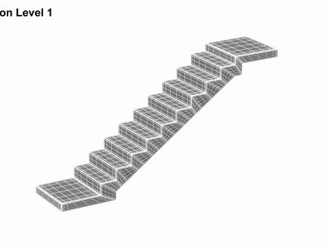 Concrete Stairs 3D Model