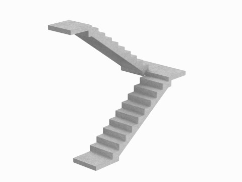 Concrete Stairs 3D Model